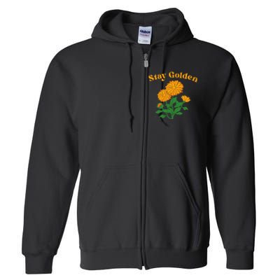 Stay Golden Cute Marigold Flowers Full Zip Hoodie