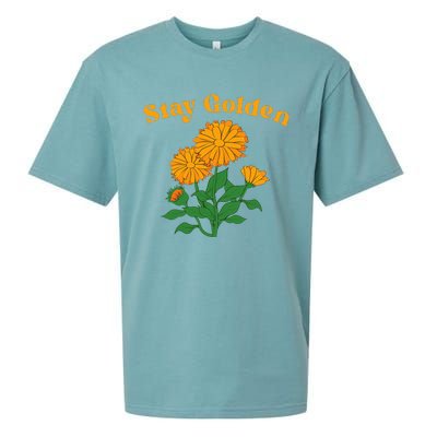 Stay Golden Cute Marigold Flowers Sueded Cloud Jersey T-Shirt