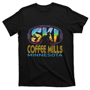 Ski Goggles Coffee Mills Minnesota Gift For Skier T-Shirt