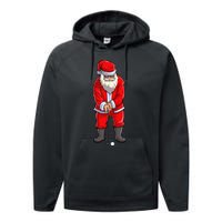 Santa Golf Club And Ball Sport Christmas Boy Golfer Golfing Performance Fleece Hoodie