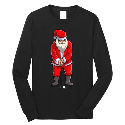 Santa Golf Club And Ball Sport Christmas Boy Golfer Golfing Long Sleeve Shirt