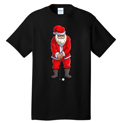 Santa Golf Club And Ball Sport Christmas Boy Golfer Golfing Tall T-Shirt