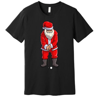 Santa Golf Club And Ball Sport Christmas Boy Golfer Golfing Premium T-Shirt