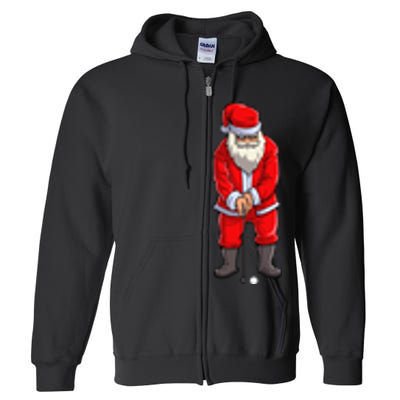 Santa Golf Club And Ball Sport Christmas Boy Golfer Golfing Full Zip Hoodie