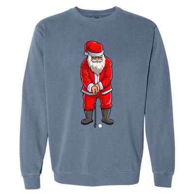 Santa Golf Club And Ball Sport Christmas Boy Golfer Golfing Garment-Dyed Sweatshirt