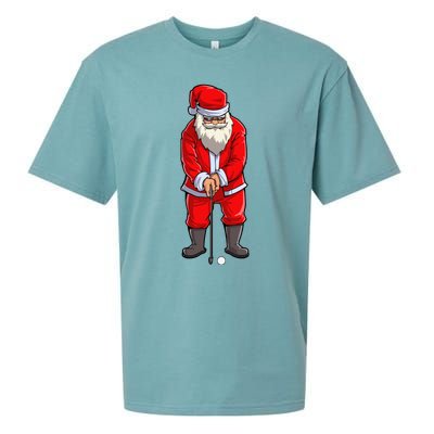 Santa Golf Club And Ball Sport Christmas Boy Golfer Golfing Sueded Cloud Jersey T-Shirt