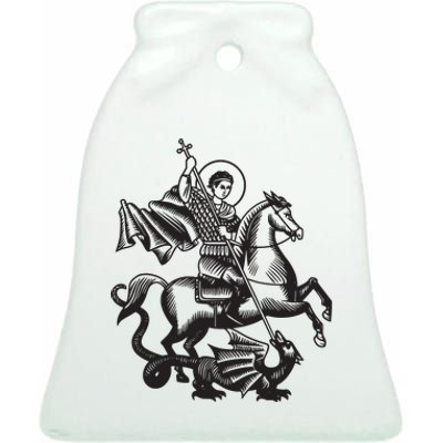 Saint George Christian Sveti Djordje Martyr Soldier Crusader Ceramic Bell Ornament