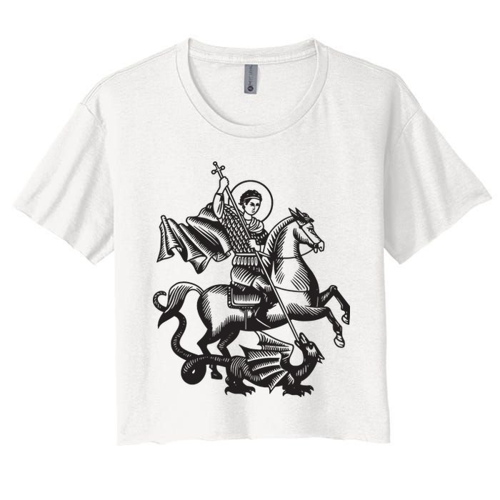 Saint George Christian Sveti Djordje Martyr Soldier Crusader Women's Crop Top Tee