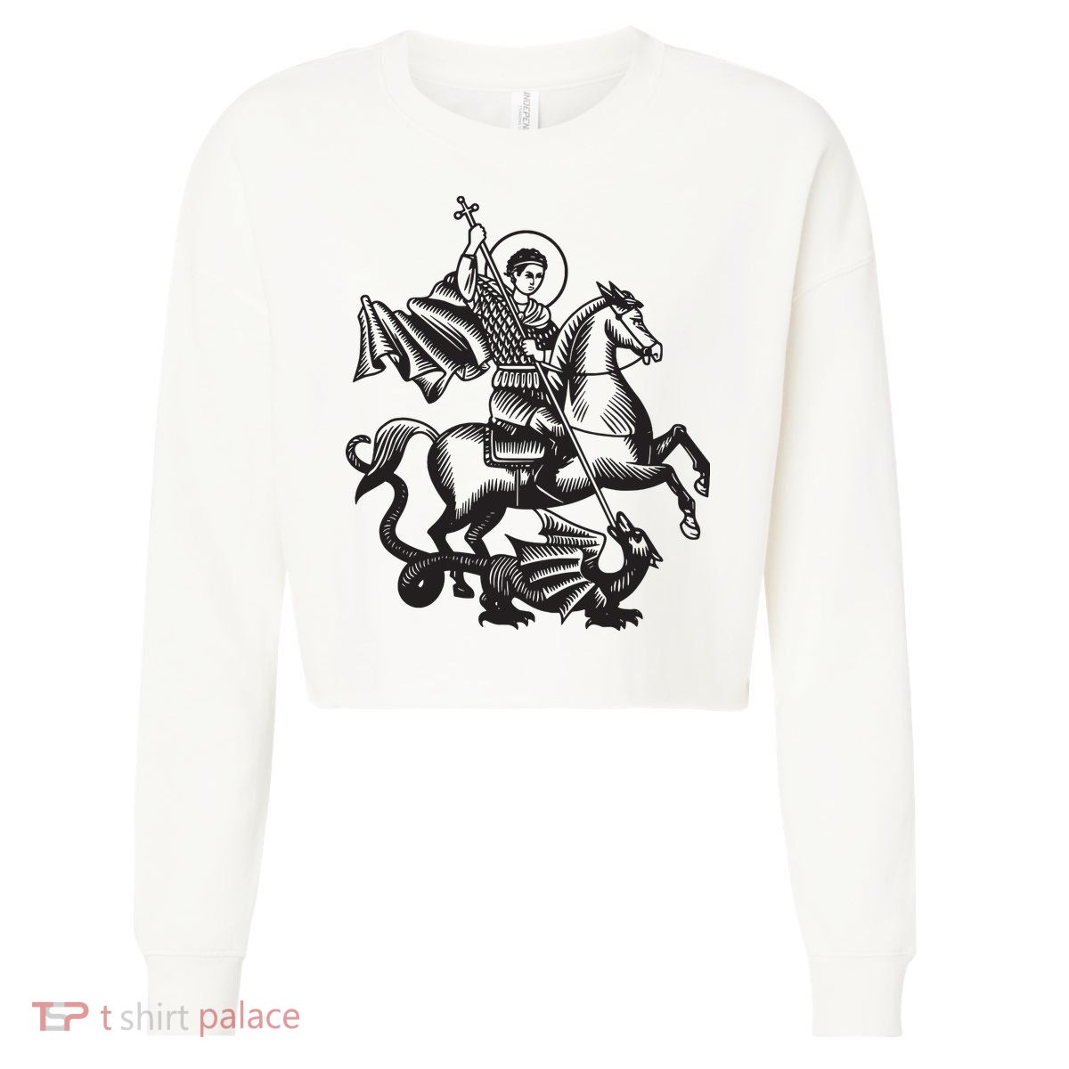 Saint George Christian Sveti Djordje Martyr Soldier Crusader Cropped Pullover Crew