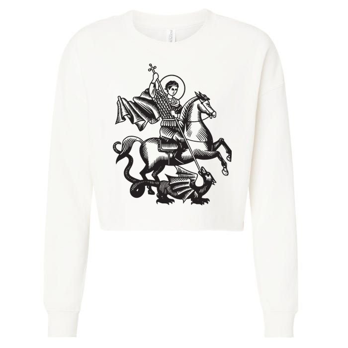 Saint George Christian Sveti Djordje Martyr Soldier Crusader Cropped Pullover Crew