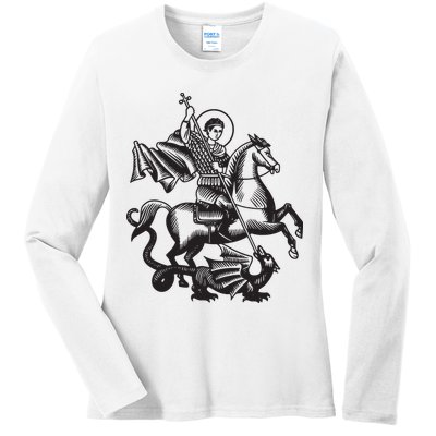 Saint George Christian Sveti Djordje Martyr Soldier Crusader Ladies Long Sleeve Shirt