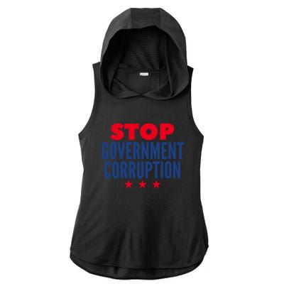 Stop Governt Corruption Gift Ladies PosiCharge Tri-Blend Wicking Draft Hoodie Tank