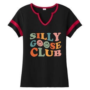 Silly Goose Club Silly Goose Meme Smile Face Trendy Costume Ladies Halftime Notch Neck Tee