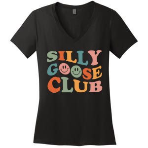 Silly Goose Club Silly Goose Meme Smile Face Trendy Costume Women's V-Neck T-Shirt