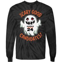 Scary Good Candidates Harris Walz 2024 Halloween Tie-Dye Long Sleeve Shirt