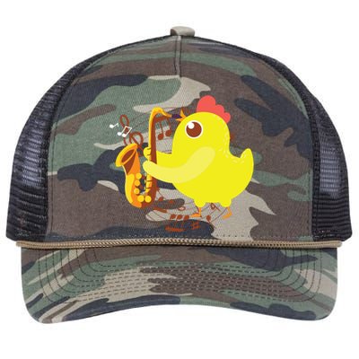 Saxophone Girl Chicken Saxophone Chick Retro Rope Trucker Hat Cap