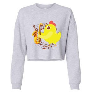 Saxophone Girl Chicken Saxophone Chick Cropped Pullover Crew