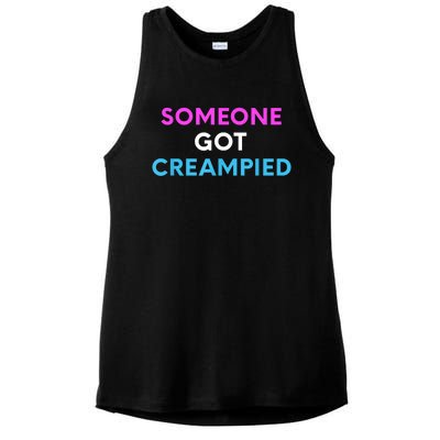 Someone Got Creampied Funny Gender Reveal Party Ladies PosiCharge Tri-Blend Wicking Tank