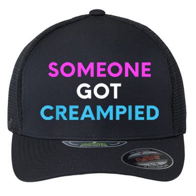 Someone Got Creampied Funny Gender Reveal Party Flexfit Unipanel Trucker Cap