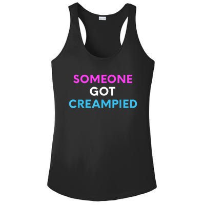 Someone Got Creampied Funny Gender Reveal Party Ladies PosiCharge Competitor Racerback Tank