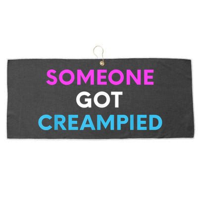 Someone Got Creampied Funny Gender Reveal Party Large Microfiber Waffle Golf Towel