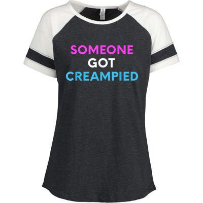 Someone Got Creampied Funny Gender Reveal Party Enza Ladies Jersey Colorblock Tee