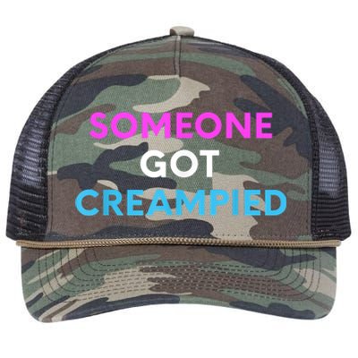 Someone Got Creampied Funny Gender Reveal Party Retro Rope Trucker Hat Cap