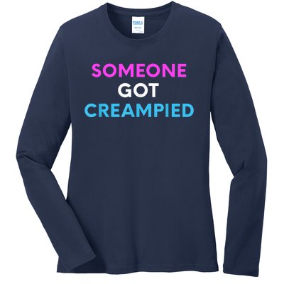 Someone Got Creampied Funny Gender Reveal Party Ladies Long Sleeve Shirt