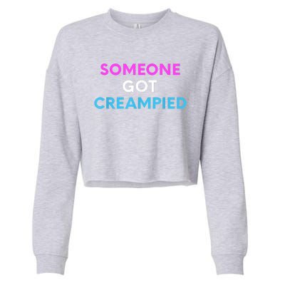 Someone Got Creampied Funny Gender Reveal Party Cropped Pullover Crew