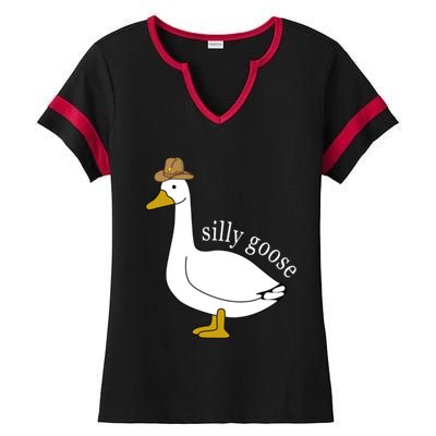 Silly Goose Cow Hat Funny Easter Gift Ladies Halftime Notch Neck Tee