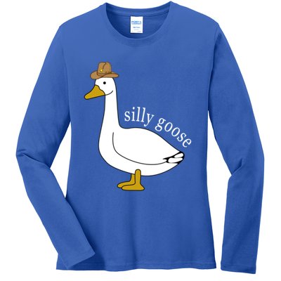 Silly Goose Cow Hat Funny Easter Gift Ladies Long Sleeve Shirt