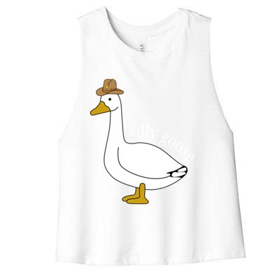 Silly Goose Cow Hat Funny Easter Gift Women's Racerback Cropped Tank