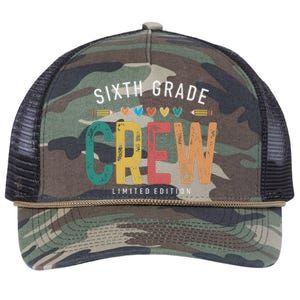 Sixth Grade Crew School Student Retro Rope Trucker Hat Cap