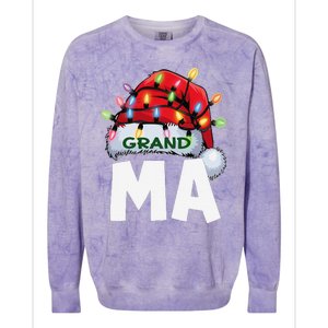 Santan Grandma Christmas Lights Pajama Family Xmas Colorblast Crewneck Sweatshirt