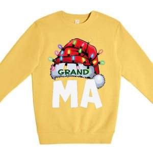 Santan Grandma Christmas Lights Pajama Family Xmas Premium Crewneck Sweatshirt