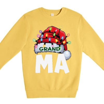 Santan Grandma Christmas Lights Pajama Family Xmas Premium Crewneck Sweatshirt