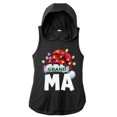 Santan Grandma Christmas Lights Pajama Family Xmas Ladies PosiCharge Tri-Blend Wicking Draft Hoodie Tank