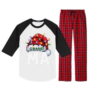 Santan Grandma Christmas Lights Pajama Family Xmas Raglan Sleeve Pajama Set