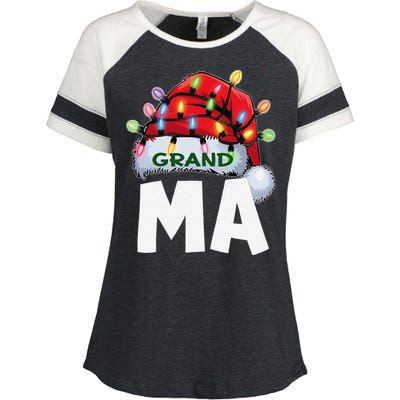 Santan Grandma Christmas Lights Pajama Family Xmas Enza Ladies Jersey Colorblock Tee