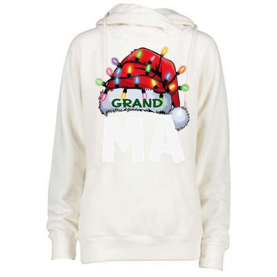 Santan Grandma Christmas Lights Pajama Family Xmas Womens Funnel Neck Pullover Hood