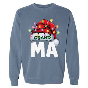 Santan Grandma Christmas Lights Pajama Family Xmas Garment-Dyed Sweatshirt