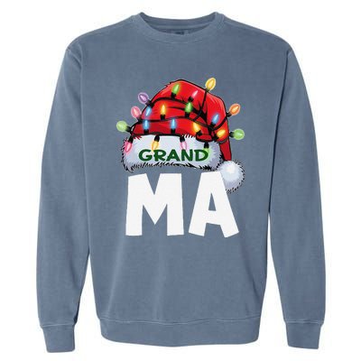 Santan Grandma Christmas Lights Pajama Family Xmas Garment-Dyed Sweatshirt