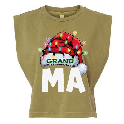 Santan Grandma Christmas Lights Pajama Family Xmas Garment-Dyed Women's Muscle Tee