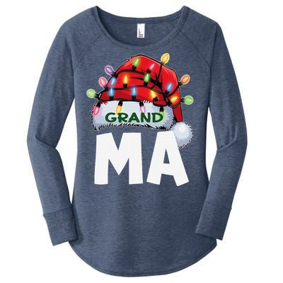 Santan Grandma Christmas Lights Pajama Family Xmas Women's Perfect Tri Tunic Long Sleeve Shirt