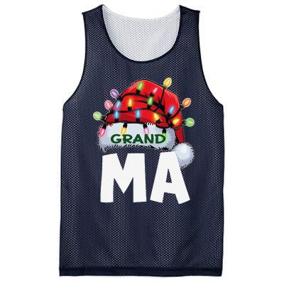 Santan Grandma Christmas Lights Pajama Family Xmas Mesh Reversible Basketball Jersey Tank