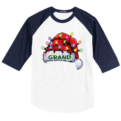 Santan Grandma Christmas Lights Pajama Family Xmas Baseball Sleeve Shirt