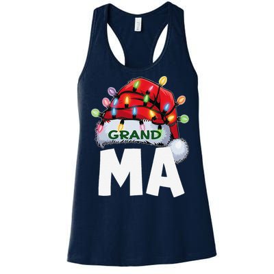 Santan Grandma Christmas Lights Pajama Family Xmas Women's Racerback Tank