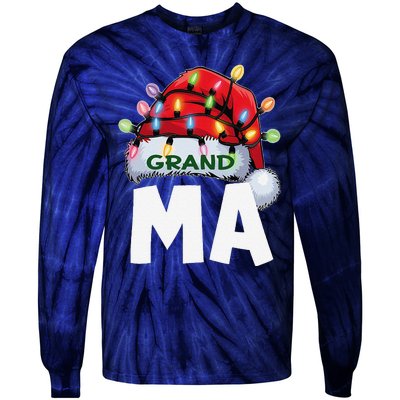 Santan Grandma Christmas Lights Pajama Family Xmas Tie-Dye Long Sleeve Shirt