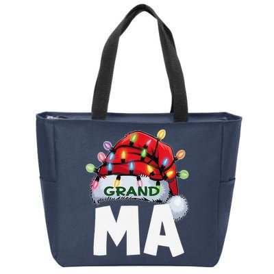 Santan Grandma Christmas Lights Pajama Family Xmas Zip Tote Bag