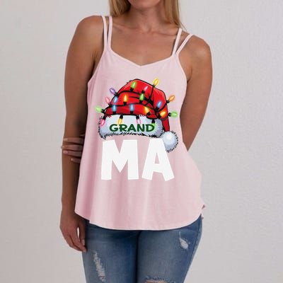 Santan Grandma Christmas Lights Pajama Family Xmas Women's Strappy Tank